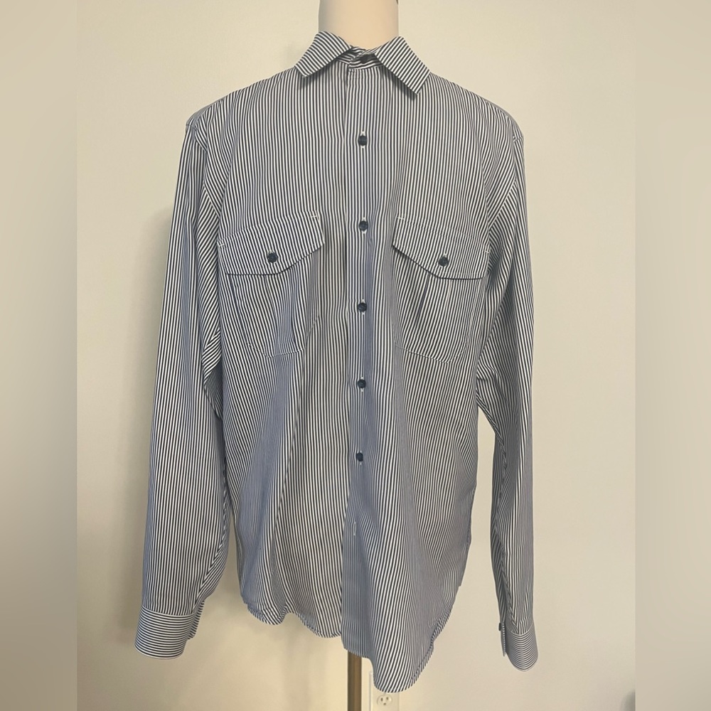 Lorenzo Uomo Men’s Button Down Pinstripe Shirt